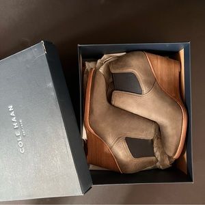 Cole Haan Wedge Bootie Greystone  Heel NWT 9.5B